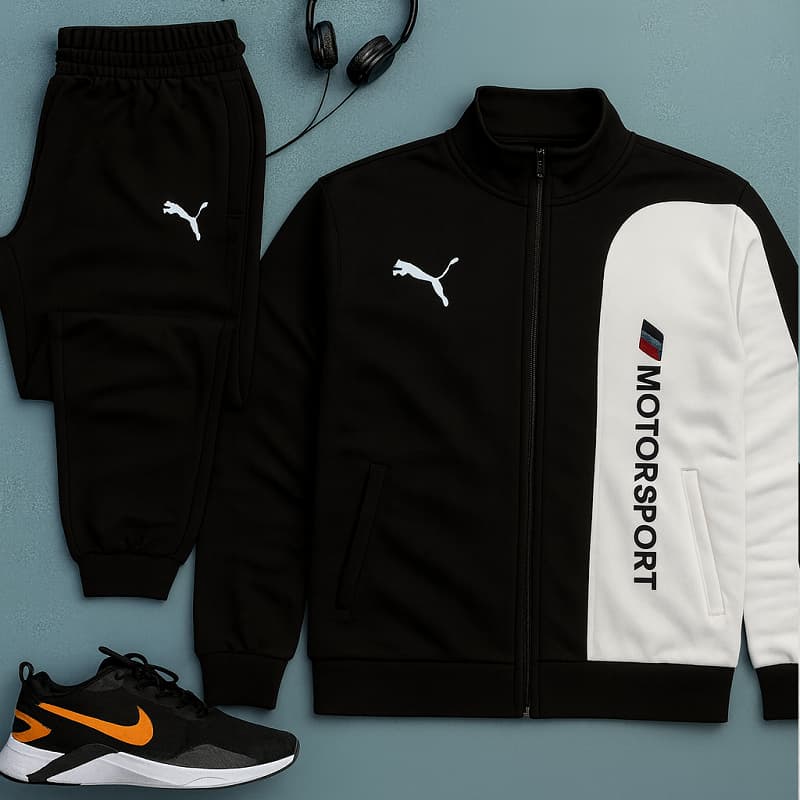 ست سوییشرت شلوار مردانه مشکی مدل MotorSport