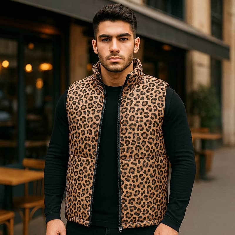 پافر قهوه ای طرح پلنگی