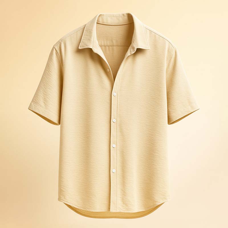 پیراهن آستین کوتاه کرم مردانه مدل باکسی