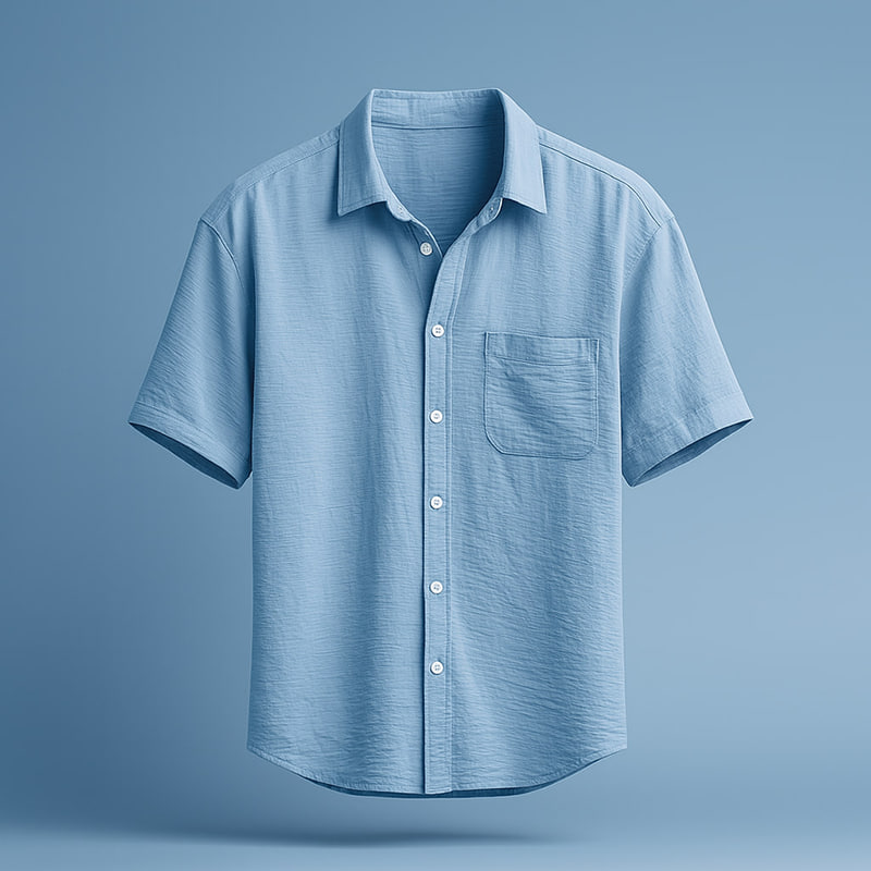 پیراهن آستین کوتاه آبی روشن مردانه مدل باکسی